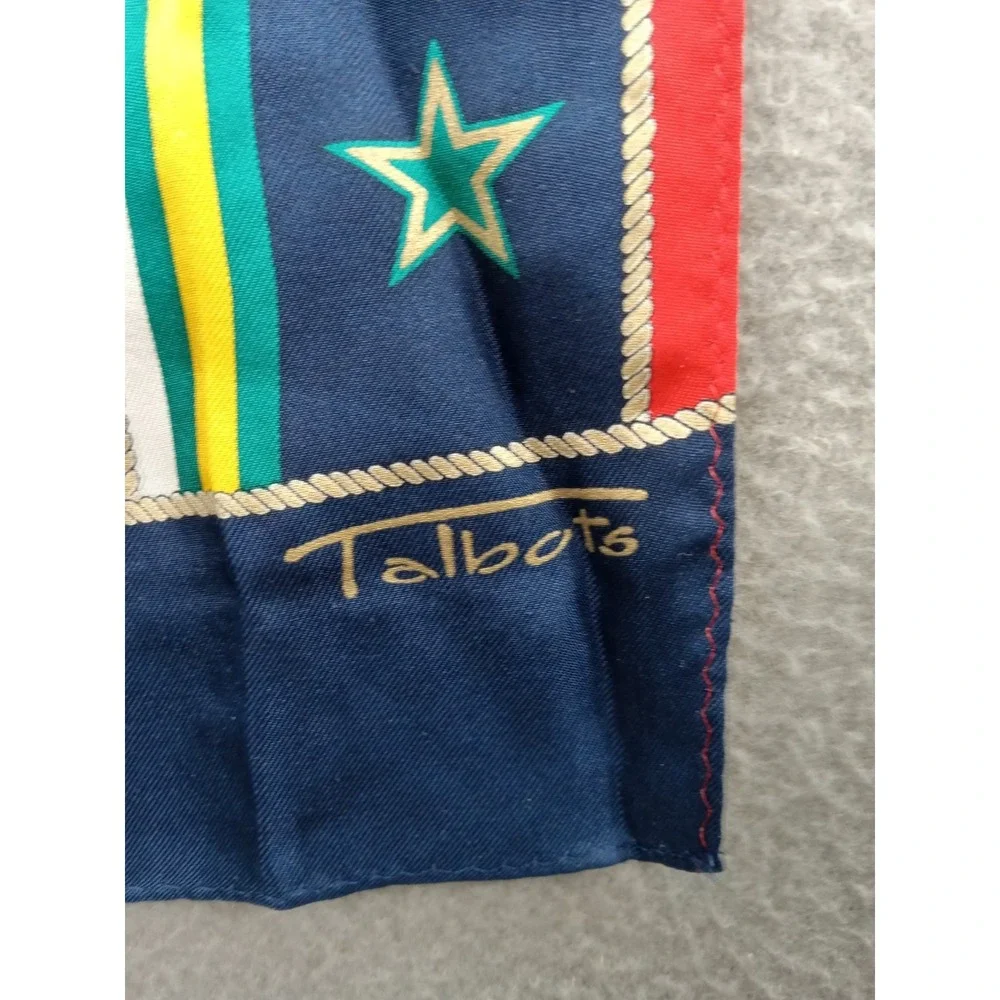 Talbots 100% Silk‎ Scarf  Stars Striped Multicolored Classic Vintage Size 58.5